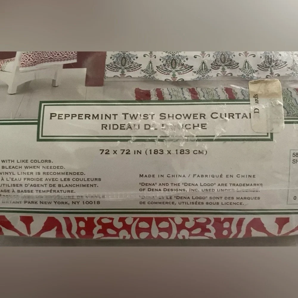 Dena Home PEPPERMINT TWIST Shower Curtain - New Open Bag 72